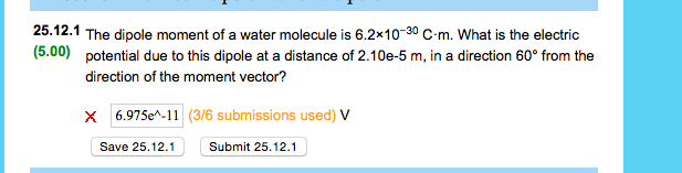 Solved 25.12.1 The dipole moment of a water molecule is | Chegg.com