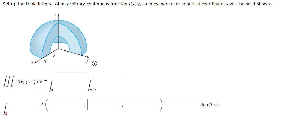 Solved Set up the triple integral of an arbitrary continuous | Chegg.com