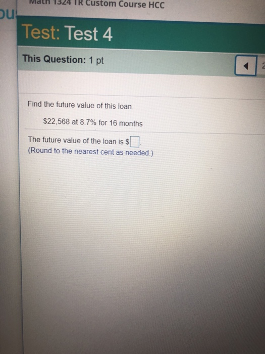 Solved MatH 1324 TR Custom Course HCC Test: Test 4 This | Chegg.com