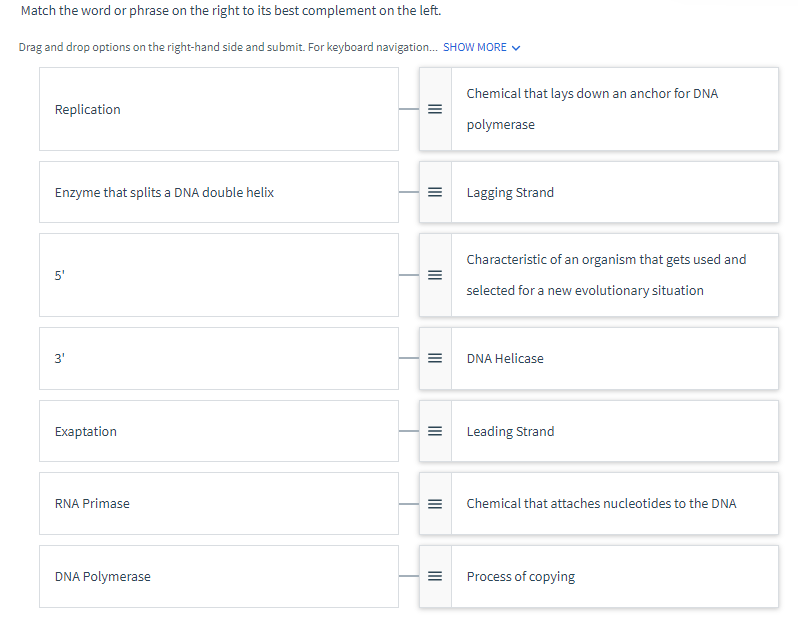Solved Match the word or phrase on the right to its best | Chegg.com