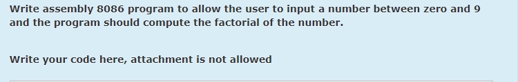 Solved Write assembly 8086 program to allow the user to | Chegg.com