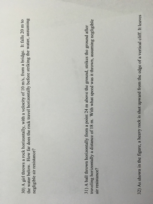 Solved A girl throws a rock horizontally, with a velocity of