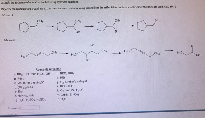 Solved Identify The Reagents To Be Used In The Following Chegg Com