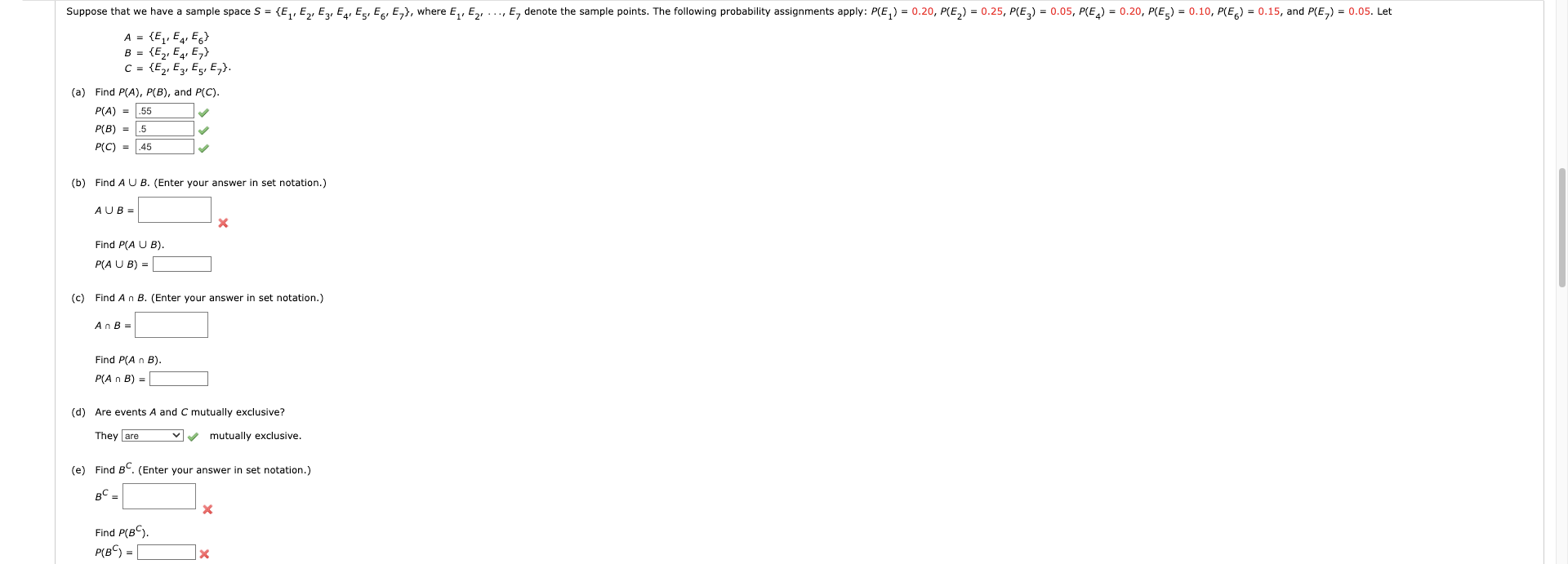 Solved A={E1,E4,E6}B={E2′E4′E7}C={E2′,E3′,E5,E7}. (a) Find | Chegg.com