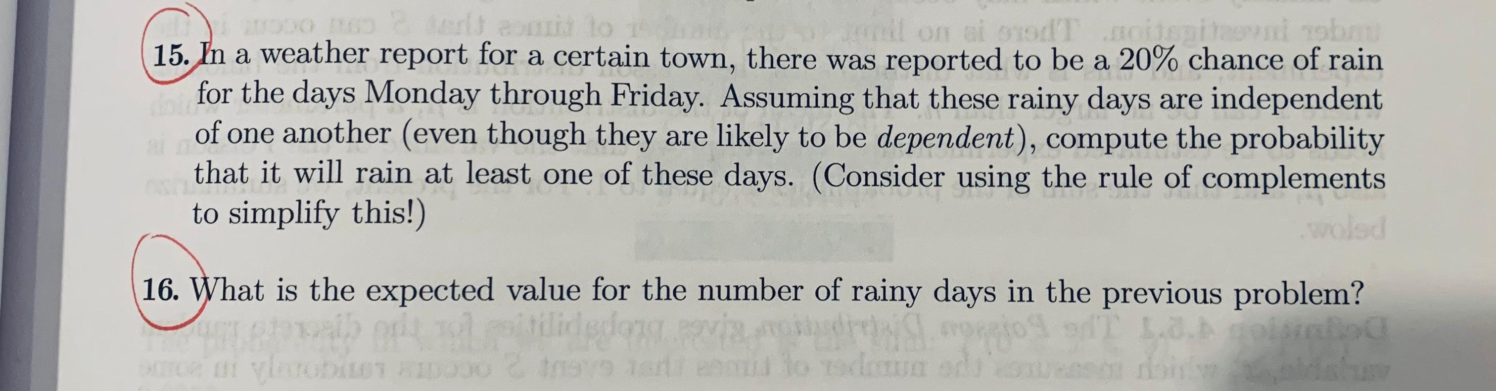 Solved ni on ai prodotti tobru 15. In a weather report for a | Chegg.com