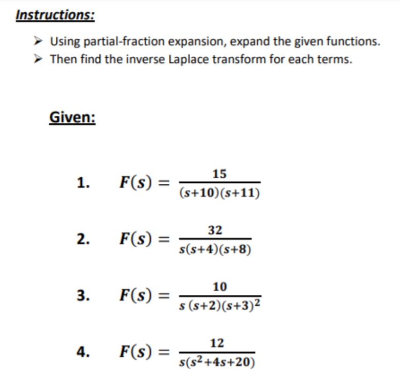 Solved Instructions: Using partial-fraction expansion, | Chegg.com