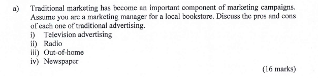 Solved A) Traditional Marketing Has Become An Important | Chegg.com