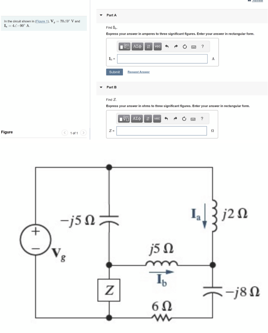 Solved In the circuit shown in (Figure 1), Vg=70∠0∘V and | Chegg.com
