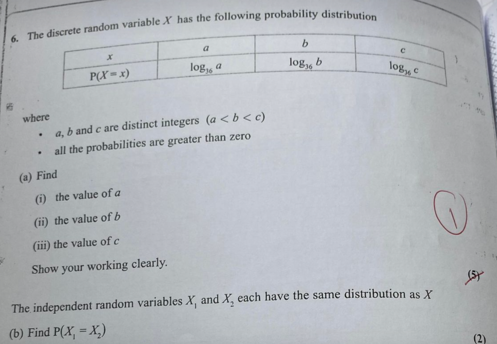 Solved 6 The Discrete Random Variable X Has The Following