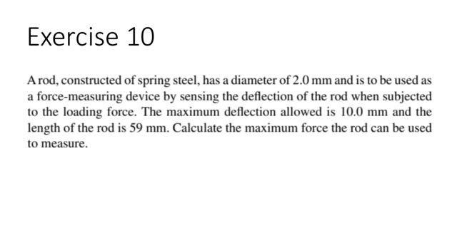 Solved Exercise 10 A rod, constructed of spring steel, has a | Chegg.com
