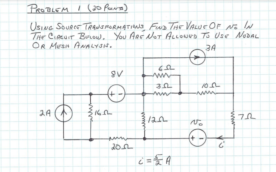 Solved PROBLEM I (20 Points) USING SOURCE TRANSFORMATIONS | Chegg.com