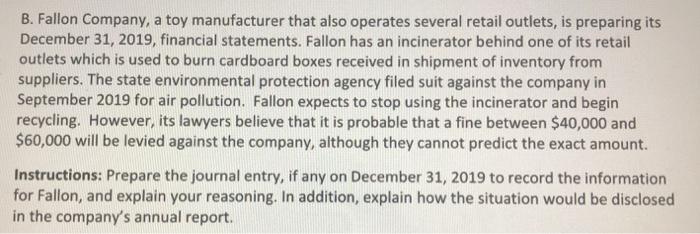 Solved Fallon Company A Toy Manufacturer That Also Operates | Chegg.com