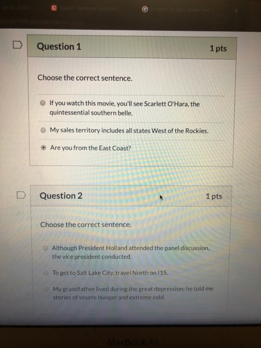 Solved D Question 1 1 pts Choose the correct sentence. O If | Chegg.com