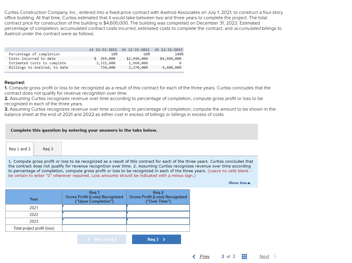 Solved Curtiss Construction Company, Inc., entered into a | Chegg.com