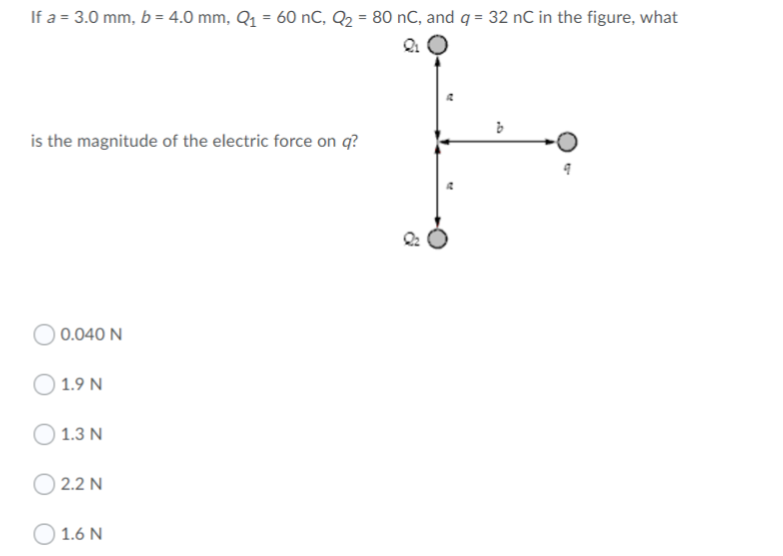Solved If A 3 0 Mm B 4 0 Mm Q1 60 Nc Q2 80 Nc Chegg Com