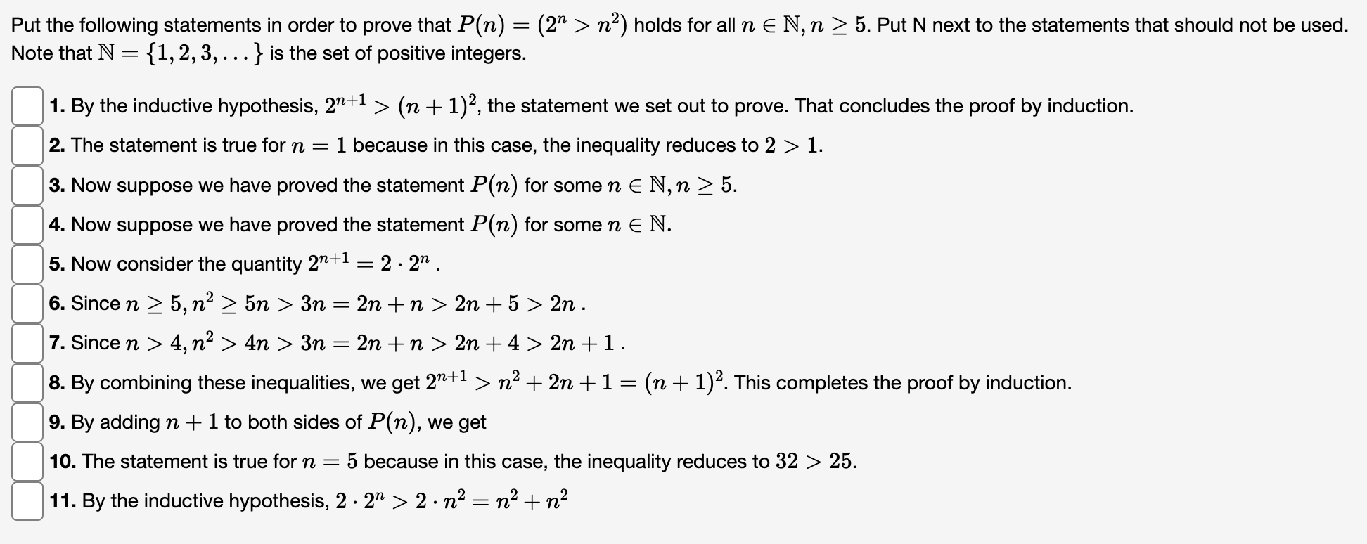 Solved Put the following statements in order to prove that | Chegg.com