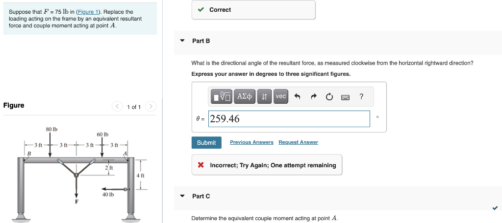 Solved Suppose that F=75lb in . Replace the loading acting | Chegg.com