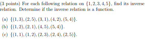 Solved (3 points) For each following relation on | Chegg.com