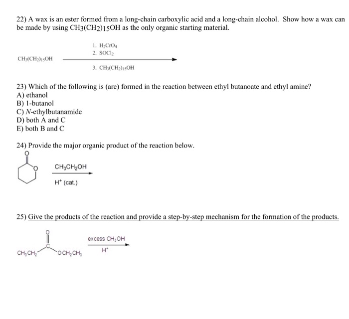 Solved A wax is an ester formed from a longchain carboxylic Chegg