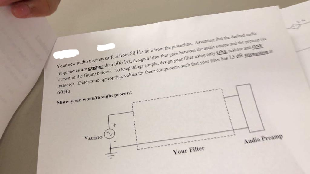 Solved Your new audio preamp suffers from 60 Hz hum from the | Chegg.com