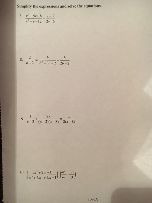 Solved Simplify the expressions and solve the equations. | Chegg.com