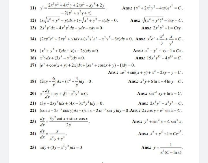 Solved + - - 2xy + 4xy + 2xy + xy^ +2y 11) = Ans.: (y + | Chegg.com