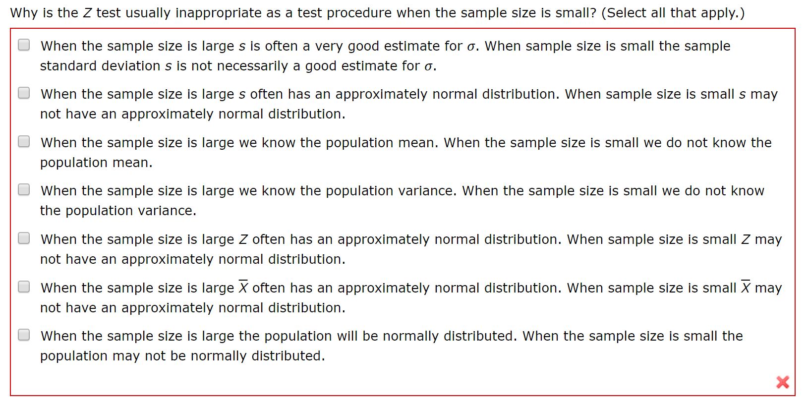 Solved Why is the Z test usually inappropriate as a test | Chegg.com