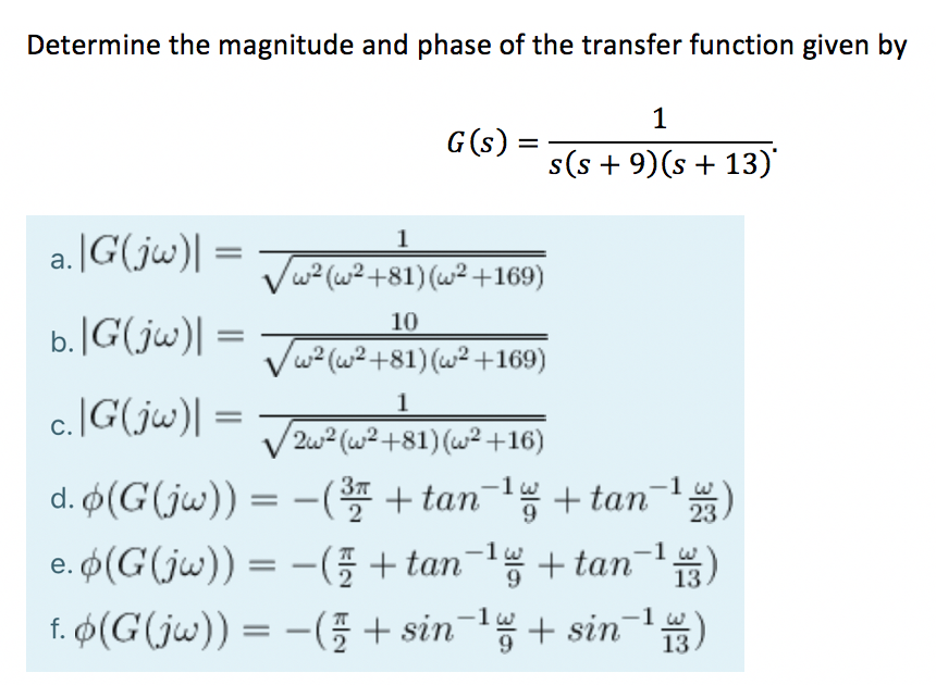 Solved Determine the magnitude and phase of the transfer | Chegg.com