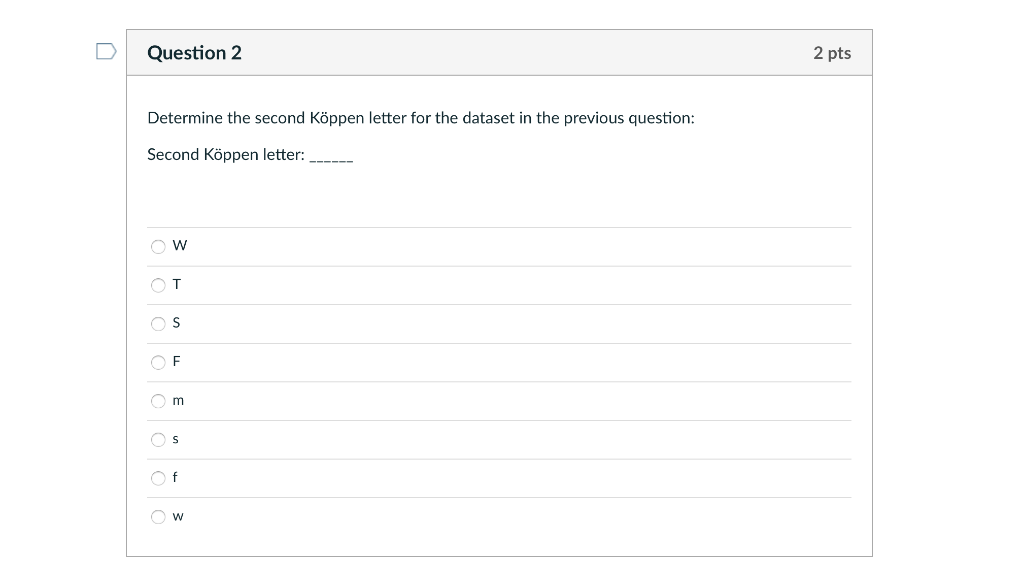 Solved Question 1 2 Pts Average Annual Temperature 11 C Chegg Com