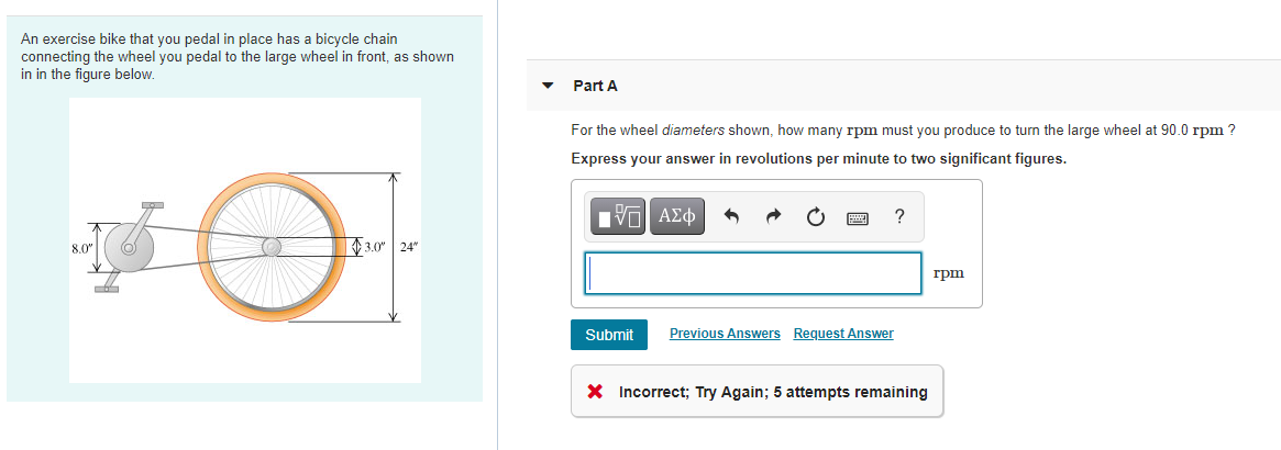 Solved For the wheel diameters shown, how many rpmrpm must | Chegg.com