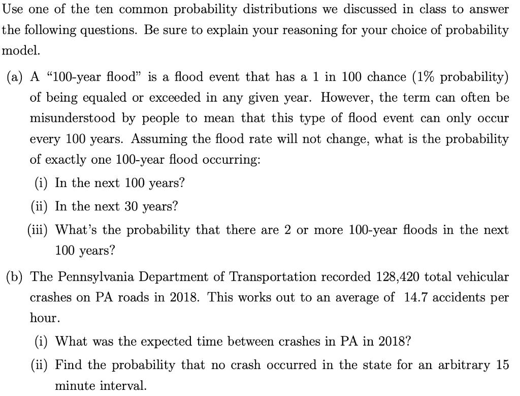 Solved Use one of the ten common probability distributions | Chegg.com