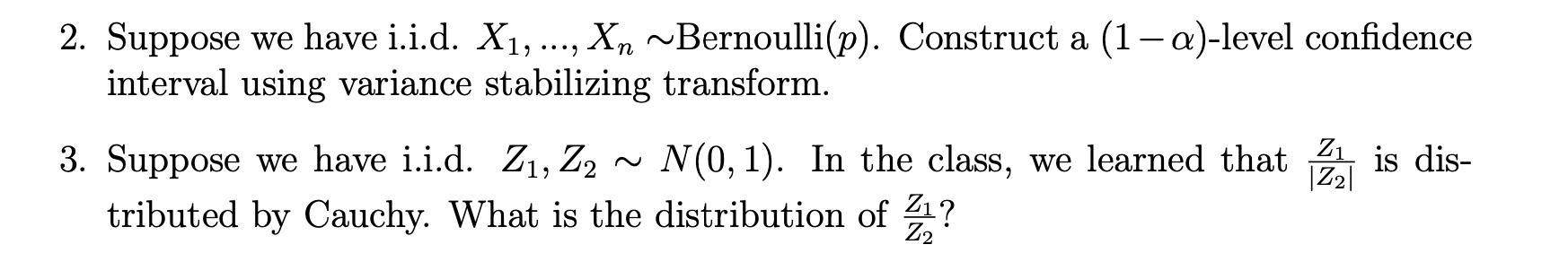 Solved , 2. Suppose we have i.i.d. X1, ..., Xn | Chegg.com