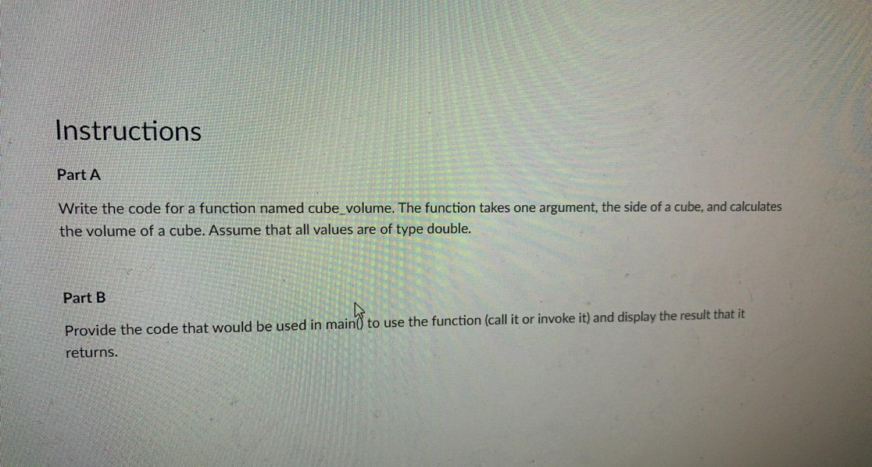 Solved Instructions Part A Write the code for a function | Chegg.com