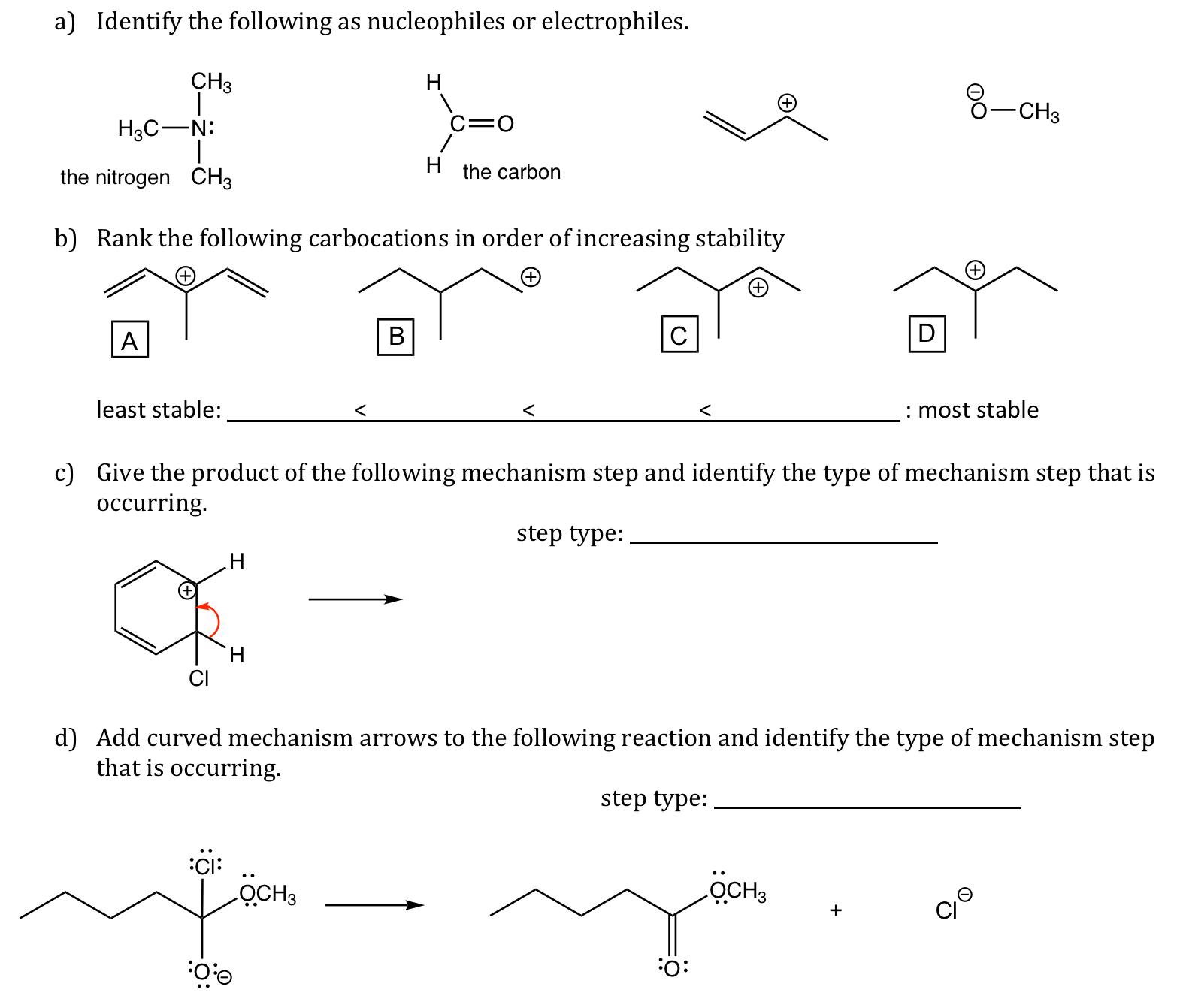 Solved A) Identify The Following As Nucleophiles Or | Chegg.com