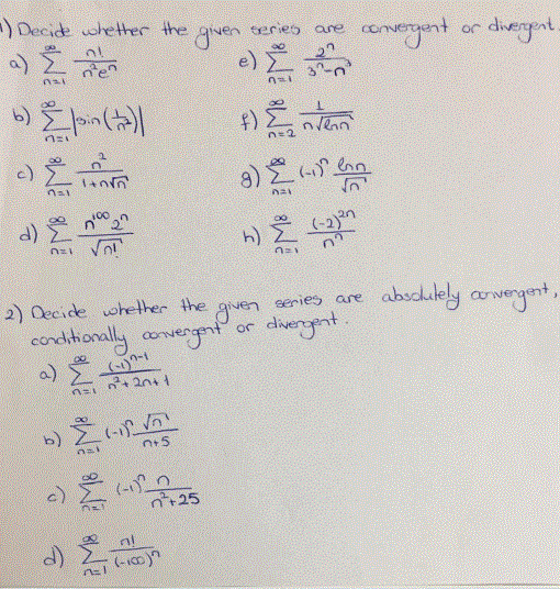 Solved Series Are 1 Decide Whether The Nen Given E Conv Chegg Com