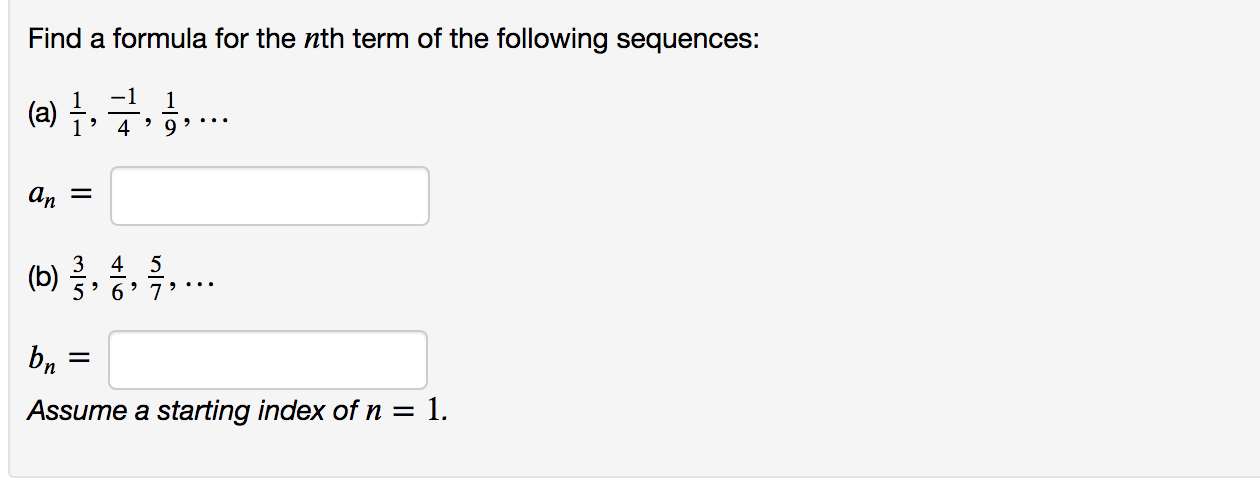 Solved Find a formula for the nth term of the following | Chegg.com
