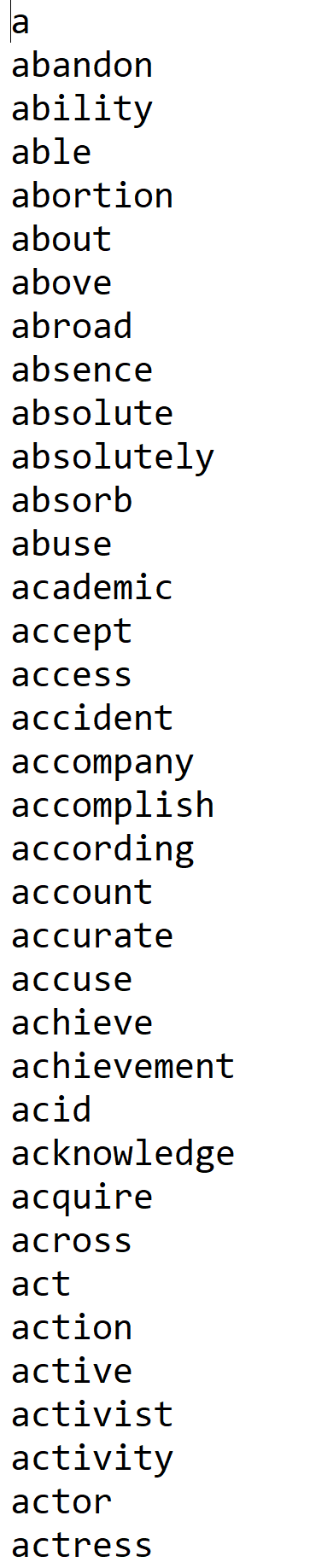 Tree Lexicon Use the attached lexicon and build a Trie tree for | Chegg.com