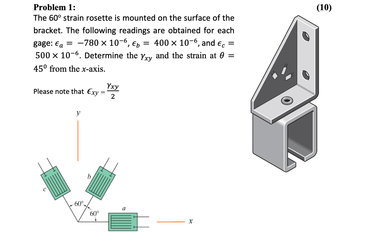 Solved Problem 1: The 60∘ strain rosette is mounted on the | Chegg.com