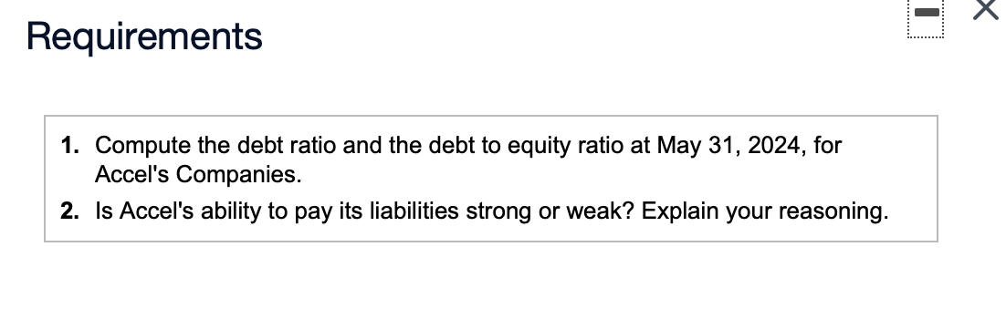Solved х I Income Statement Accel's Companies Income | Chegg.com