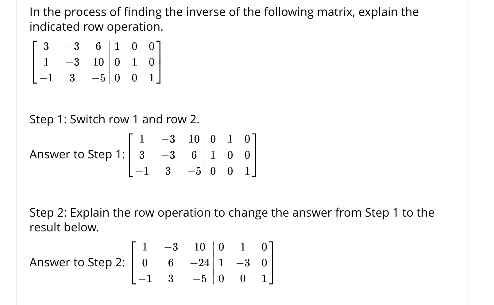 Solved In the process of finding the inverse of the Chegg