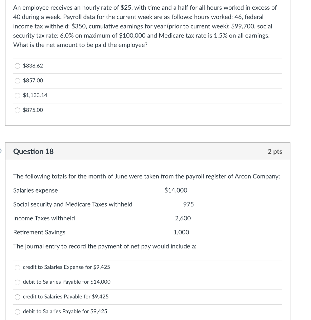 Solved An employee receives an hourly rate of $25, with time | Chegg.com