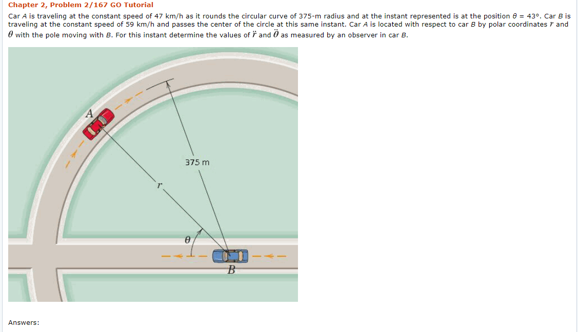 Solved Chapter 2, Problem 2/167 GO Tutorial Car A is | Chegg.com