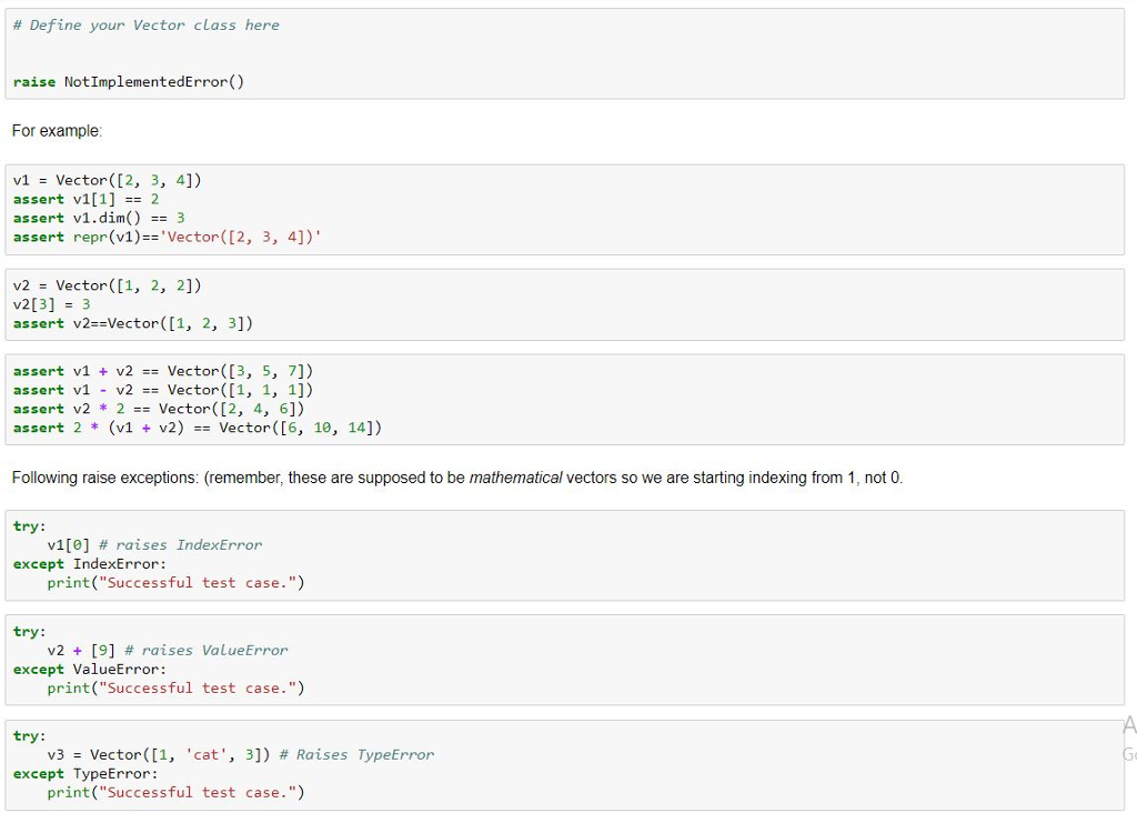 Solved Python Question A Defining Vectors Points Chegg Com