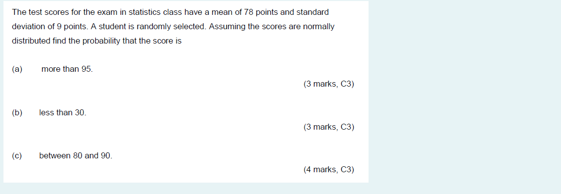 Solved The test scores for the exam in statistics class have | Chegg.com