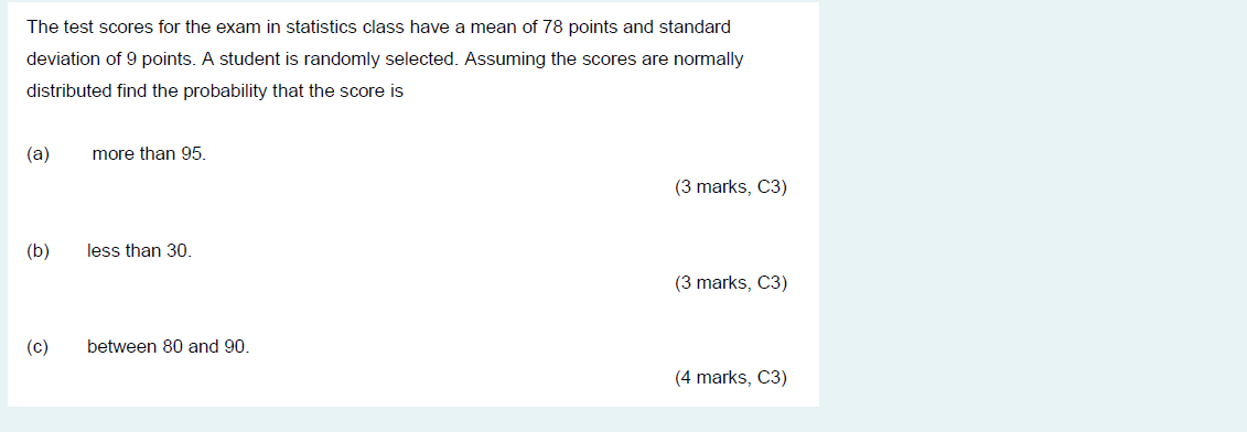 Solved The Test Scores For The Exam In Statistics Class Have | Chegg.com