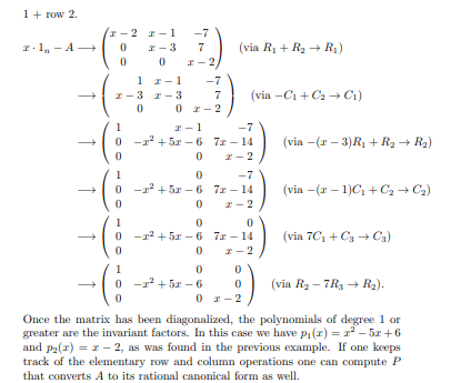 Solved Example 4.3.12. We now compute the rational canonical | Chegg.com