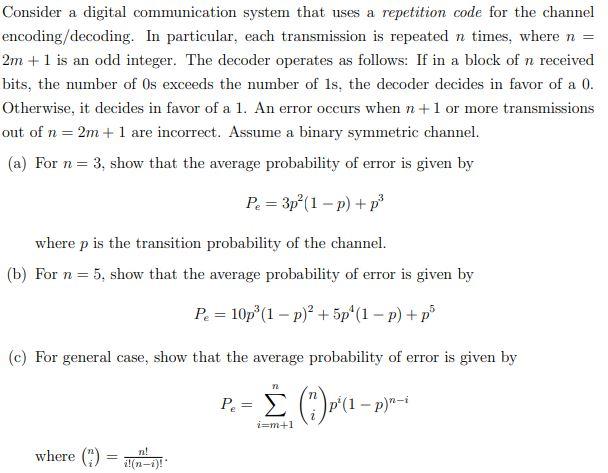 Solved Consider a digital communication system that uses a | Chegg.com