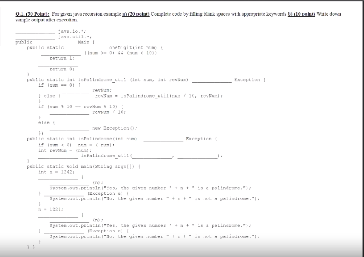 Solved 0.1. (30 Point): For given java recursion example a) | Chegg.com