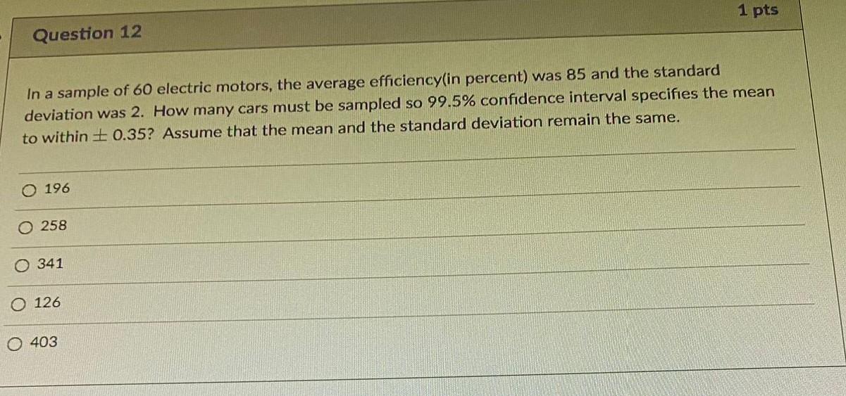 Solved In a sample of 60 electric motors, the average | Chegg.com