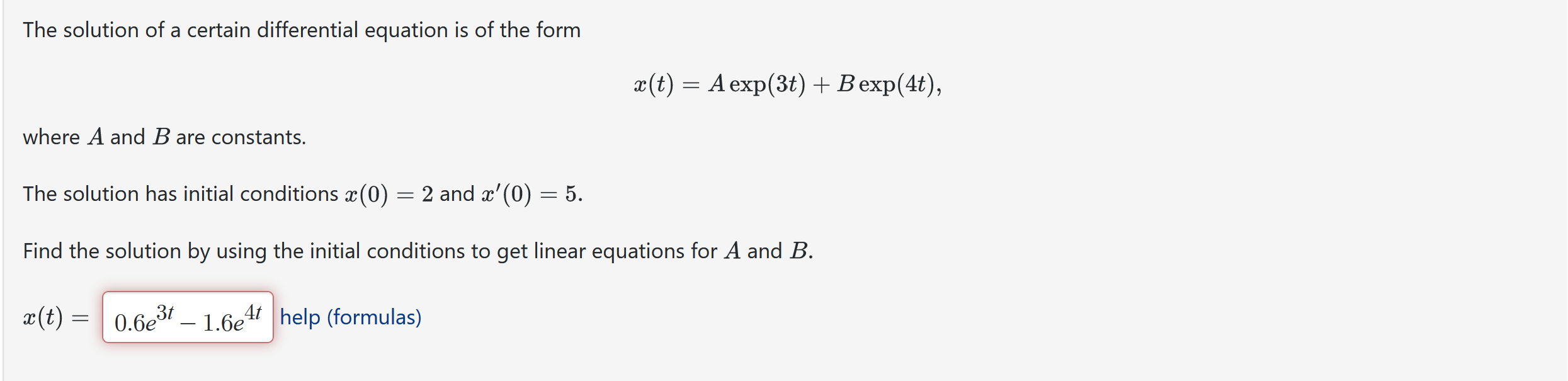 Solved The Solution Of A Certain Differential Equation Is Of